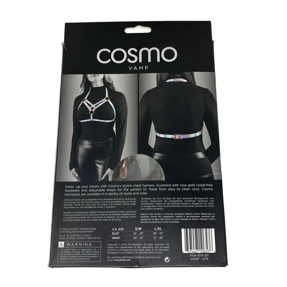 Cosmo Vamp Chest Harness Womens Size S/M Iridescent Rose Gold Metal Accents - Picture 2 of 4